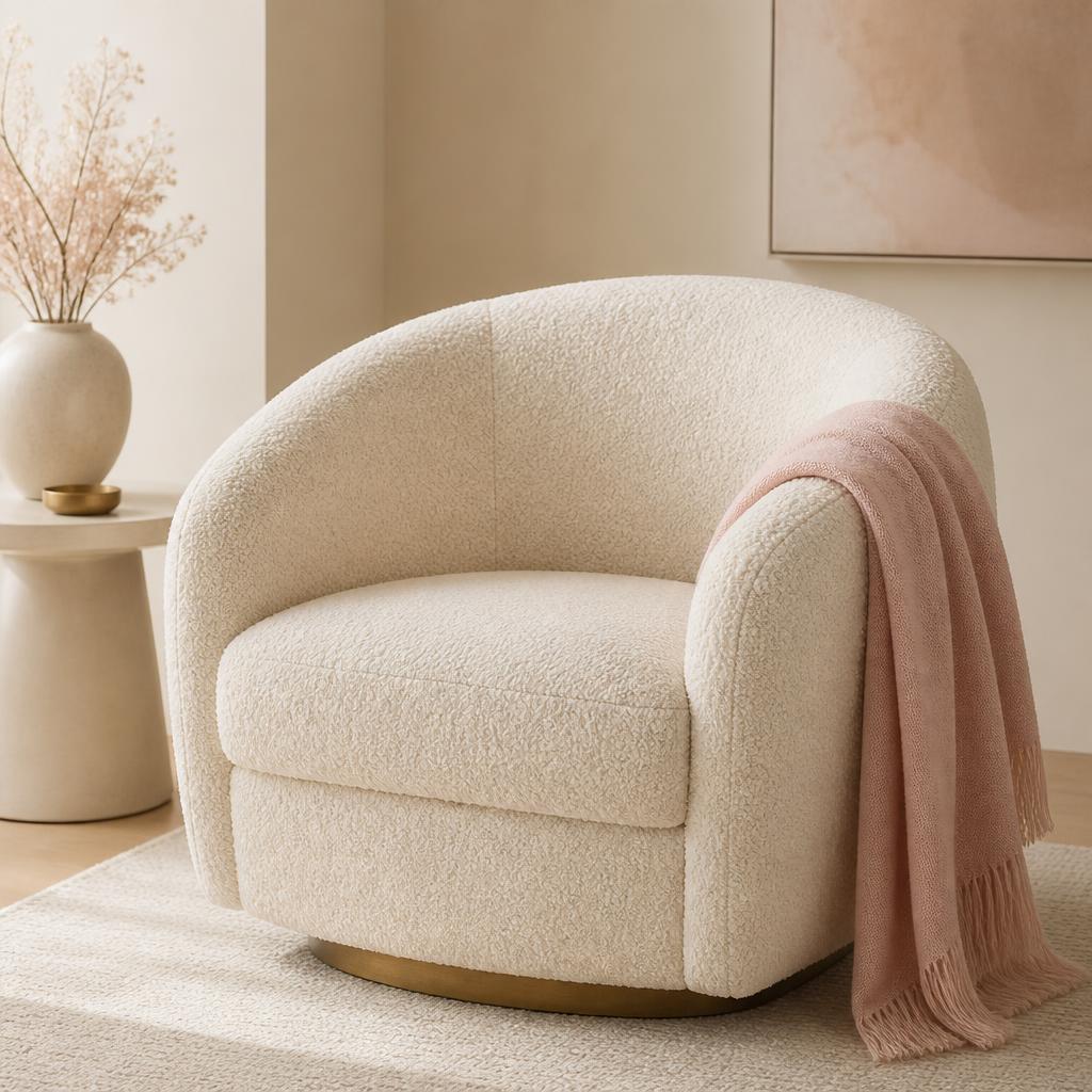 Sculpted Bouclé Accent Chair