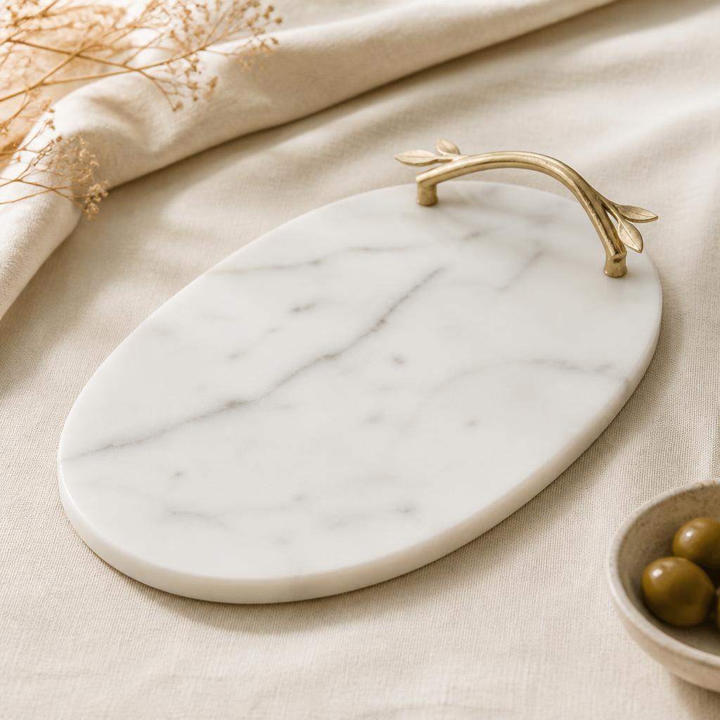 Marble Serving Board with Gold Handle