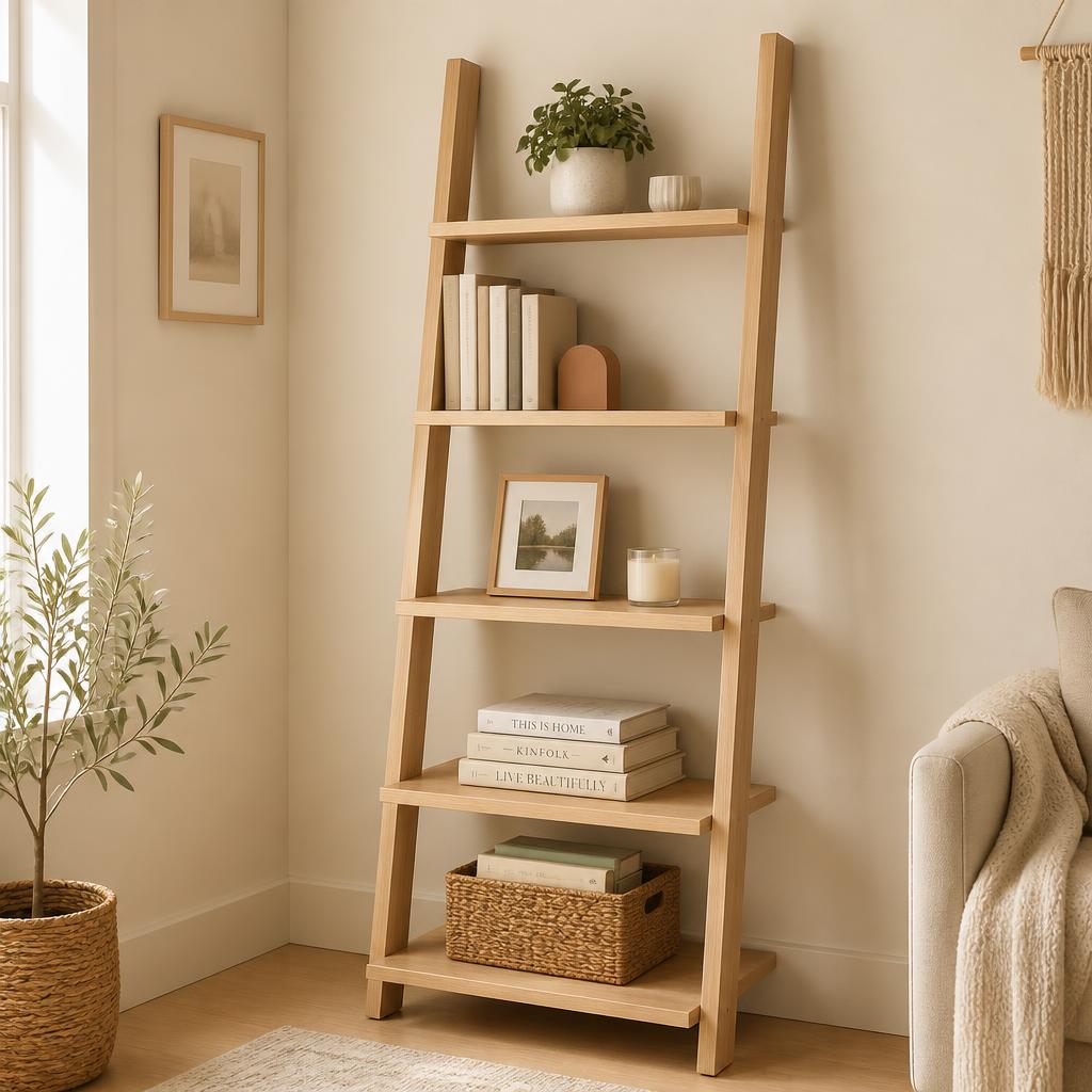 Wood Ladder Bookshelf